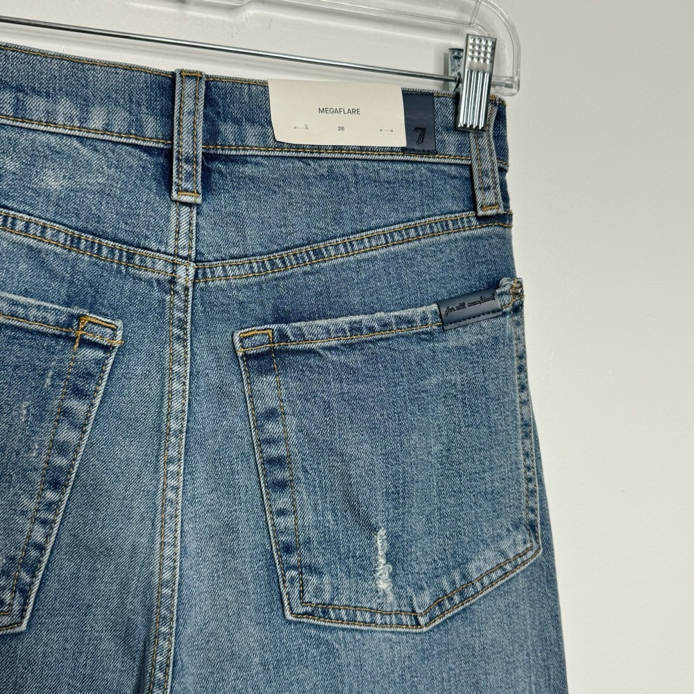 7 For All Mankind Light Blue High-Waist Flare Jeans - Picture 7 of 12